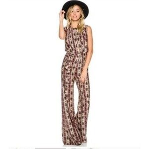 NOVELLA ROYALE Lana Jumpsuit Rayon Floral Elastic Waist Handmade Size XS